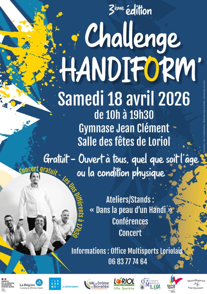 Programme du challenge Handiform 2026 à Loriol (Drôme)